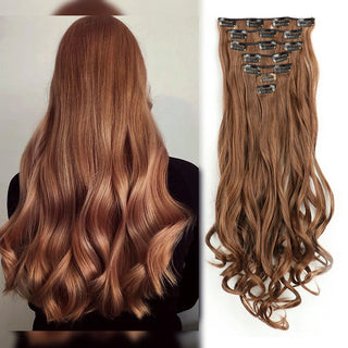  Clip In Hair Extensions 7 PCS 22 Inch Wavy Curly Synthetic Hair Pieces cashymart