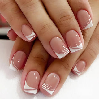 24pcs French Blue Pearl False Nails Set