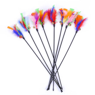  5PCS Interactive Cat Teaser Wands with Bells & Feathers - Random Colors! cashymart