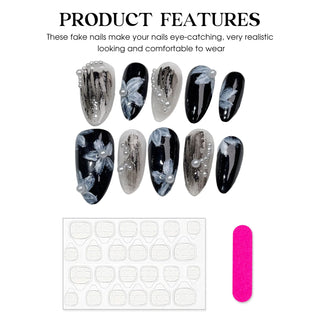  Handmade White Pearl Press on Nails with Flower Decor cashymart