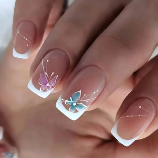  24pcs Spring Summer Flower Butterfly Press On Nails cashymart