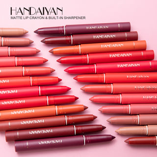  HANDAIYAN 12 Colors Crayon Lipstick High Pigment Velvet Lip Liner cashymart