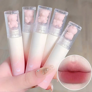  Cute Bear Velvet Lip Gloss Chestnut Red-brown Korean Lipstick cashymart