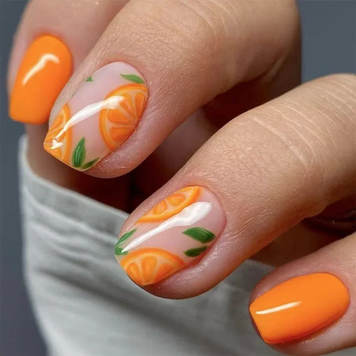 24Pcs Pink Flower Press-On Nails Set