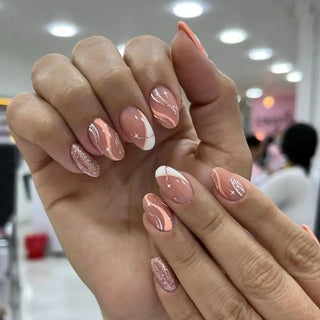 24Pcs Long Almond False Nails Set DIY Manicure