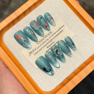 Handmade Good Luck Fish Press On Nails