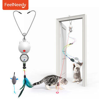  Interactive LED Cat Toy with Feather & Mouse for Endless Fun cashymart