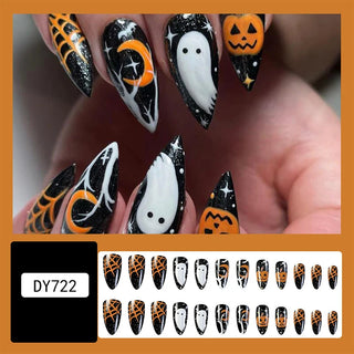  Ghostly Almond Halloween Nail Art cashymart