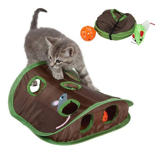  Interactive Cat Hide & Seek Tunnel with Mouse and Ball Toy cashymart