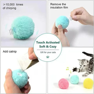  Plush Interactive Cat Toy Ball with Sounds for Playful Kittens cashymart