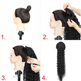  Synthetic 22 Inch Kinky Curly Ponytail Clip In cashymart