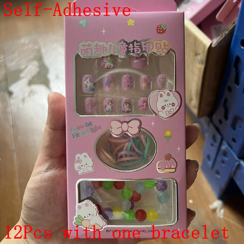 Children Press On Nails 24 Pcs Cute Acrylic Tips
