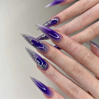  24Pcs French Almond Press On Fake Nails cashymart