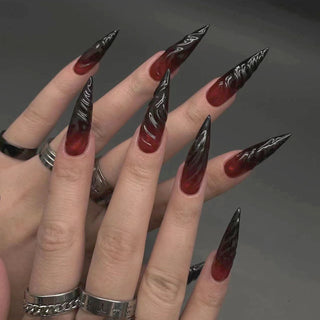  Vampy Red Gradient Nail Set cashymart