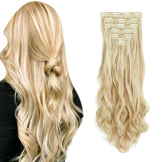  Clip In Hair Extensions 7 PCS 22 Inch Wavy Curly Synthetic Hair Pieces cashymart