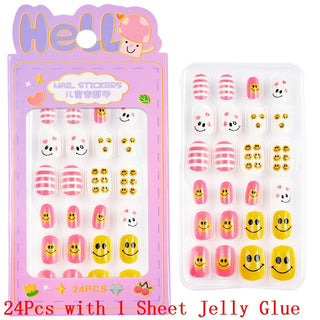  Children Press On Nails 24 Pcs Cute Fake Nails cashymart