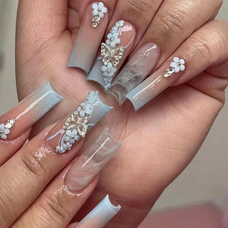 24pcs Flower Design Press On Nails Set