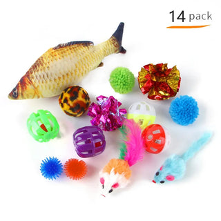  Interactive Foldable Cat Tunnel with Mouse Balls & Fish Toys cashymart