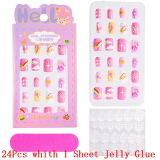 Children Press On Nails 24 Pcs Cute Fake Nails