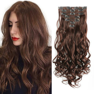  Clip In Hair Extensions 7 PCS 22 Inch Wavy Curly Synthetic Hair Pieces cashymart