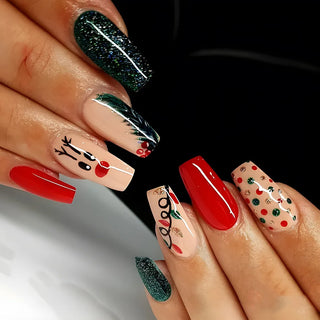  Holiday Glam Green Deer Nail Set cashymart