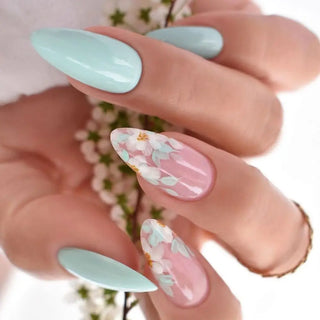 24Pcs Long Almond False Nails Set DIY Manicure