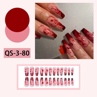  24Pcs Spooky Blood Drop Fake Nails cashymart