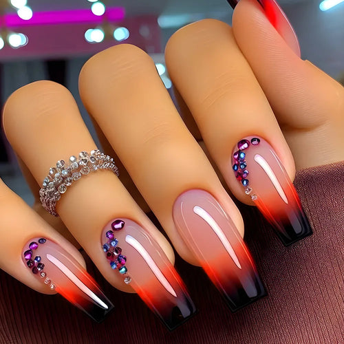 24pcs Flower Design Press On Nails Set