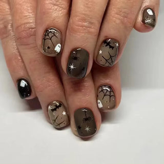  24Pcs Black Halloween Press-on Nails cashymart