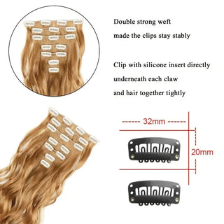  Clip In Hair Extensions 7 PCS 22 Inch Wavy Curly Synthetic Hair Pieces cashymart