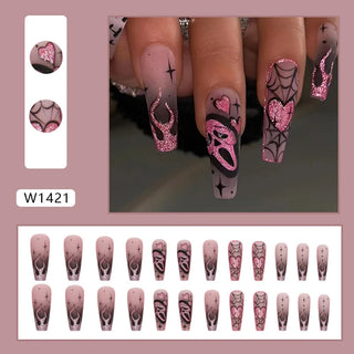  Glittery Skull & Heart Halloween Nail Art cashymart