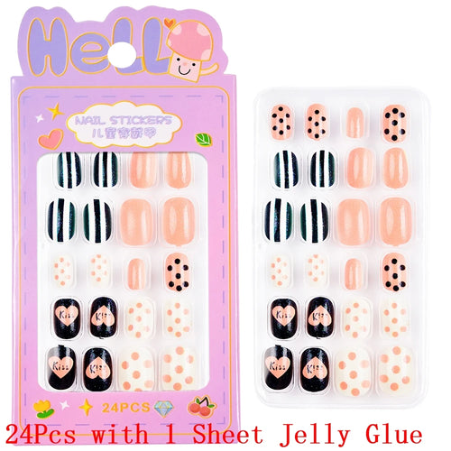 Children Press On Nails 24 Pcs Cute Acrylic Tips