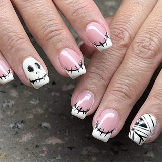  24Pcs Scary Skull Halloween Press-On Nails cashymart