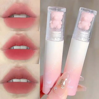  Cute Bear Velvet Lip Gloss Chestnut Red-brown Korean Lipstick cashymart