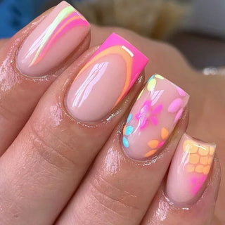  Vibrant Floral Fantasy Press-On Nails cashymart