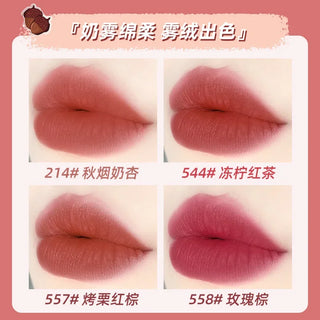  NOVO Velvet Matte Lipsticks Small Mushroom Milk Jar Lip Waterproof Not Easy To Fade Non-stick Cup Makeup cashymart