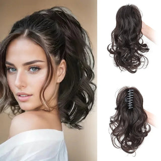 Synthetic 12 Inch Curly Ponytail Clip Extensions