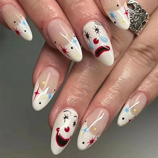  Whimsical Clown Almond Press-On Nails on! cashymart