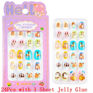  Children Press On Nails 24 Pcs Cute Fake Nails cashymart