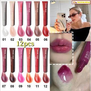  12 Colors Soft Tube Mirror Lip Gloss Lip Oil Beauty Makeup cashymart