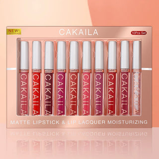  CAKAILA 10pcs Set Nude Lip Gloss Matte Velvet Lipstick cashymart