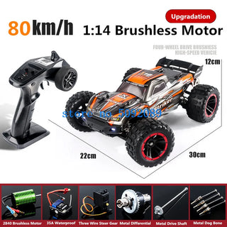  High-Speed 1:14 Brushless 4WD RC Drift Truck - 80KM/H Off-Road Adventure cashymart