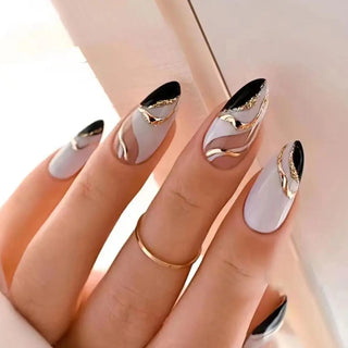 24Pcs Long Almond False Nails Set DIY Manicure