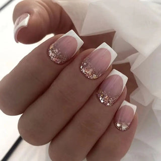 24pcs French Blue Pearl False Nails Set