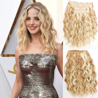  Short Honey Gold Wavy Hair Extensions Set cashymart