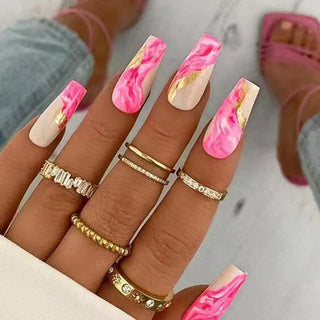 24pcs Flower Design Press On Nails Set