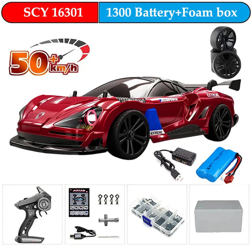 Carro RC Drift 4WD 1:16 de Alta Velocidade com LED - 70KM/H ou 50KM/H