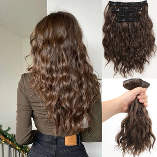  Short Honey Gold Wavy Hair Extensions Set cashymart