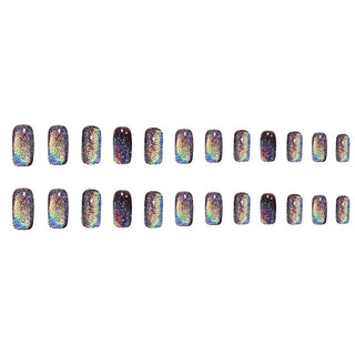  Black Rainbow Cat's Eye False Nails Set cashymart