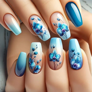 Golden Stripe Press On Nails Set 24pcs